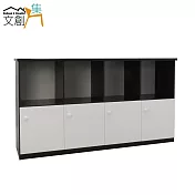 【文創集】娜莎 環保5.5尺塑鋼四門書櫃/收納櫃(5色可選)胡桃雙色