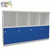 【文創集】娜莎 環保5.5尺塑鋼四門書櫃/收納櫃(5色可選)藍白雙色