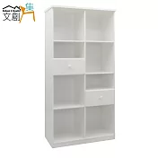 【文創集】娜莎 環保2.8尺塑鋼二抽高書櫃/收納櫃(5色可選)白色