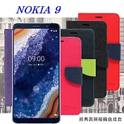 諾基亞 Nokia 9 經典書本雙色磁釦側翻可站立皮套 手機殼紅色