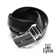 Lynx - 美國山貓黑帶格調真皮自動扣皮帶黑