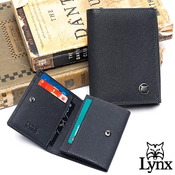 Lynx - 美國山貓藍調紳士進口牛皮系列2卡名片短夾-共2色藍