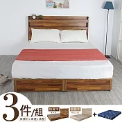 《Homelike》宮野日式5尺床墊組三件式(二色) 積層木