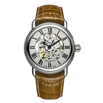 AEROWATCH 瑞士愛羅錶 - 精雕鏤空機械男錶(皮錶帶款)