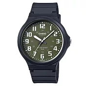 【CASIO】大錶面簡約文青休閒錶-墨綠(MW-240-3B)