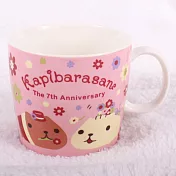 Kapibarasan 水豚君花舞祭系列馬克杯。粉