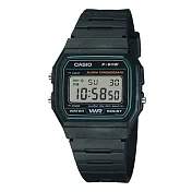 【CASIO】經典運動電子腕錶-黑x綠框(F-91W-3)