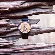 GRUNDSTOF 都會時尚原木手錶-淺色橄欖木節 40mm 不鏽鋼銀 黑皮帶 淺色橄欖木