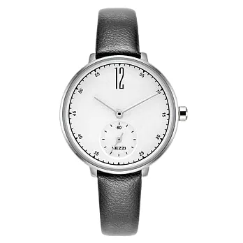 KEZZI珂紫 K-1732 時尚復古小秒設計皮帶錶 - 黑色