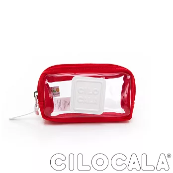 CILOCALA 限量版--亮彩尼龍防潑水透明化妝包 紅色