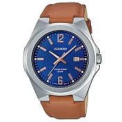 【CASIO】超簡約蛇紋錶面皮質腕錶-藍面(MTP-E158L-2A)