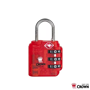 【CROWN 皇冠】TSA海關密碼鎖 鎖頭掛鎖 二色可選(專利防盜功能)透明紅