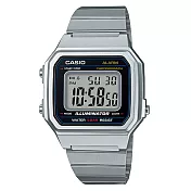 【CASIO】時尚復古文青風大型數字不鏽鋼錶-銀(B-650WD-1A)
