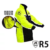 天德牌 R5多功能兩件式護足型風雨衣 (上衣輕薄 側開背包版)L黃色