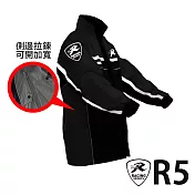 天德牌 R5多功能兩件式護足型風雨衣 (上衣輕薄 側開背包版)M黑色