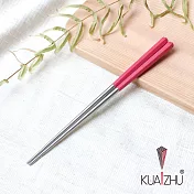 【KUAI ZHU】台箸六角不鏽鋼筷23cm-小籠包系列10雙 茜紅