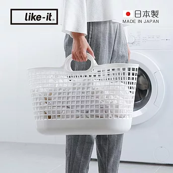 【日本like-it】日製北歐便攜手提洗衣收納籃  -白