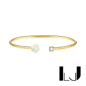 【 Little Joys 】旅美原創設計品牌 母貝珍珠花瓣鋯石手環 925銀鍍金