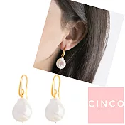 CINCO 葡萄牙精品 Marie Claire earrings 925純銀鑲24K金耳環 經典珍珠耳環