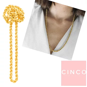 CINCO 葡萄牙精品 Bia necklace 925純銀鑲24K金長項鍊 65公分簡約粗鍊