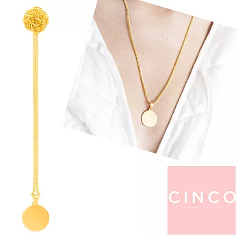 CINCO 葡萄牙精品 Madeleine necklace 925純銀鑲 24K金硬幣項鍊 素面圓形款