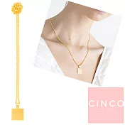 CINCO 葡萄牙精品 Janelle necklace 925純銀鑲24K金硬幣項鍊 素面正方款