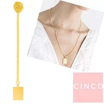 CINCO 葡萄牙精品 Elodie necklace  925純銀鑲24K金硬幣項鍊 素面長方款