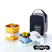 韓國KOMAX 迷你餐盒三件組(附提袋)-黃/藍藍