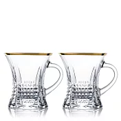 《ROGASKA》歐洲頂級水晶純萃精鑽-金邊手工華麗茶杯-2支裝 (水杯/點心杯)新婚禮物