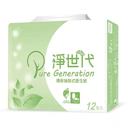 【淨世代】環保抽取式衛生紙100抽*12包*6串/箱