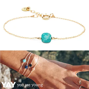 YAY You Are Young 法國品牌 Riviera 土耳其藍孔雀石手鍊 金色方形款 蔚藍海岸