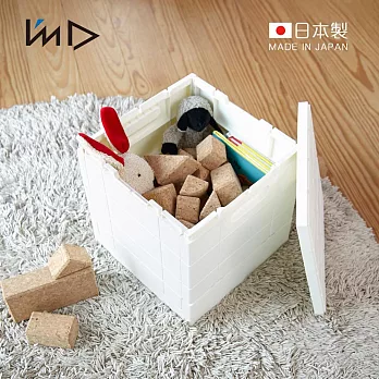 【日本岩谷Iwatani】Grid格子磚可堆疊摺疊收納椅-20L -白