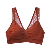 【Secret Lover】3D立體透氣條紋網紗肩帶無鋼圈內衣胸罩(共四色)SLMX37磚紅色