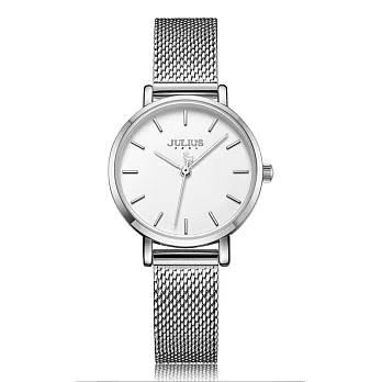 JULIUS聚利時 天使之戀簡約米蘭錶帶腕錶-三色/28mm銀色