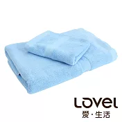 Lovel 嚴選六星級飯店素色純棉浴巾/毛巾2件組(共5色)蔚藍