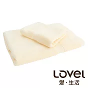 Lovel 嚴選六星級飯店素色純棉浴巾/毛巾2件組(共5色)米黃