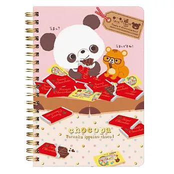 San-X 巧克貓熊行李箱系列線圈筆記本。吃巧克力