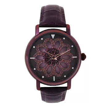MEIBIN美賓 M0006M 與花相伴璀璨水鑽淑女皮帶腕錶- 紫帶