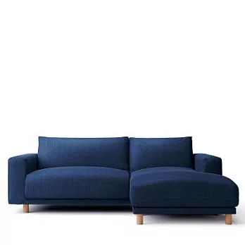 [MUJI無印良品]羽毛獨立筒沙發套/3人座/躺椅型(左)/ 棉丹寧/藍色