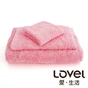 Lovel 7倍強效吸水抗菌超細纖維浴巾/毛巾/方巾3件組(共9色)芭比粉