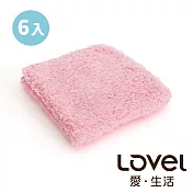 Lovel 7倍強效吸水抗菌超細纖維方巾6入組(共9色)芭比粉