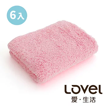 Lovel 7倍強效吸水抗菌超細纖維毛巾6入組(共9色)芭比粉