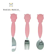 【MARCUS＆MARCUS】動物樂園304不鏽鋼刀叉匙三件組(多款任選) 粉紅豬