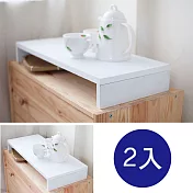 【誠田物集】台灣製木紋萬用收納螢幕桌上架/置物架-2入組白色