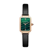 英國Lola Rose 氣質優雅寶石綠方形淑女手錶 -方形 綠-黑皮