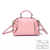Flor Eden - 韓版氣質典雅女款真皮手提肩背包-共2色粉色