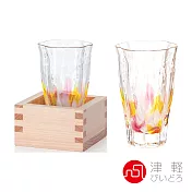 日本津輕 山櫻黃手作清酒杯(含木盒)透明
