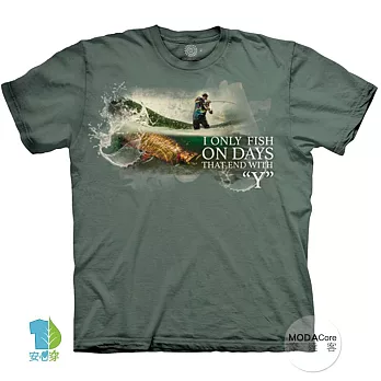 摩達客-美國進口The Mountain 釣魚人生 純棉環保藝術中性短袖T恤 3XL 灰色