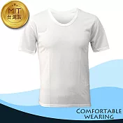 【COMFORTABLE WEARING】MIT-純棉圓領短衫-白色 2XL 白