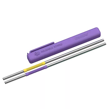 Asobu 環保不鏽鋼可彎折雙色吸管 2入组 時尚紫
